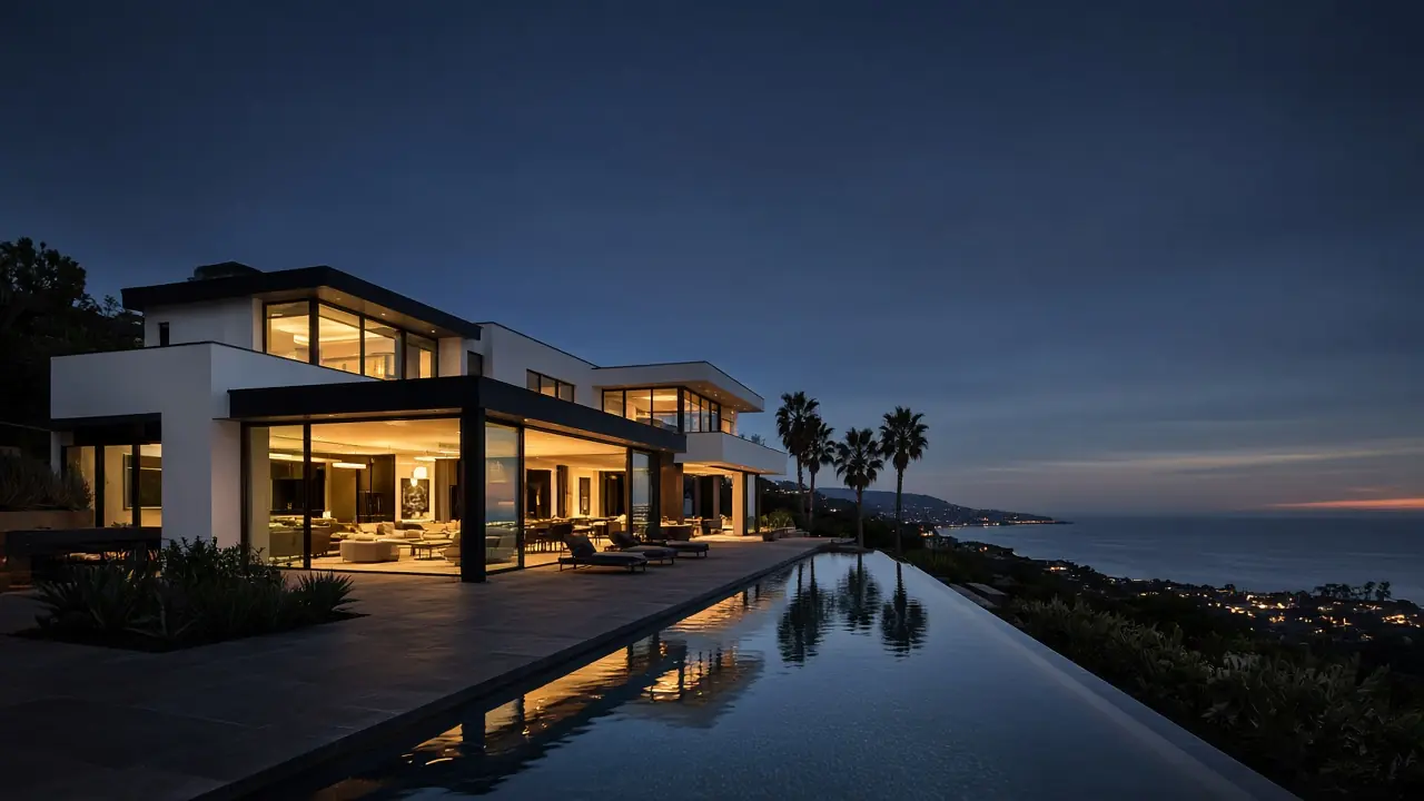 Casa en el Sur de California al atardecer